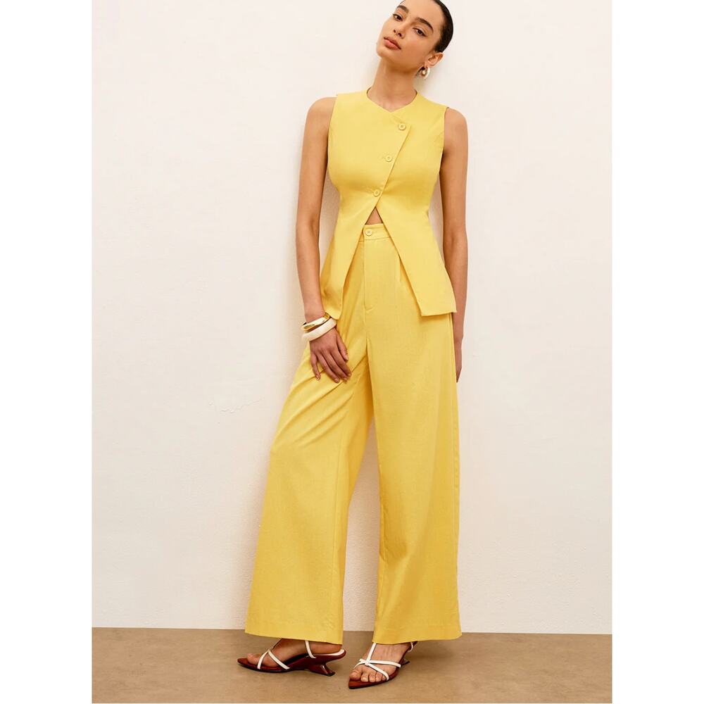 Linen & Cotton Mid-Waist Dress Pants Commense S